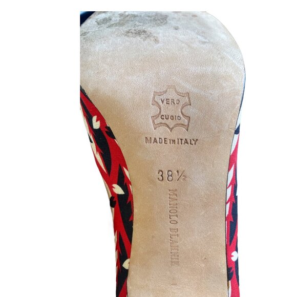 Manolo Blahnik Multicolor Fabric Peep toe Pumps Size 38.5 - Picture 12 of 13